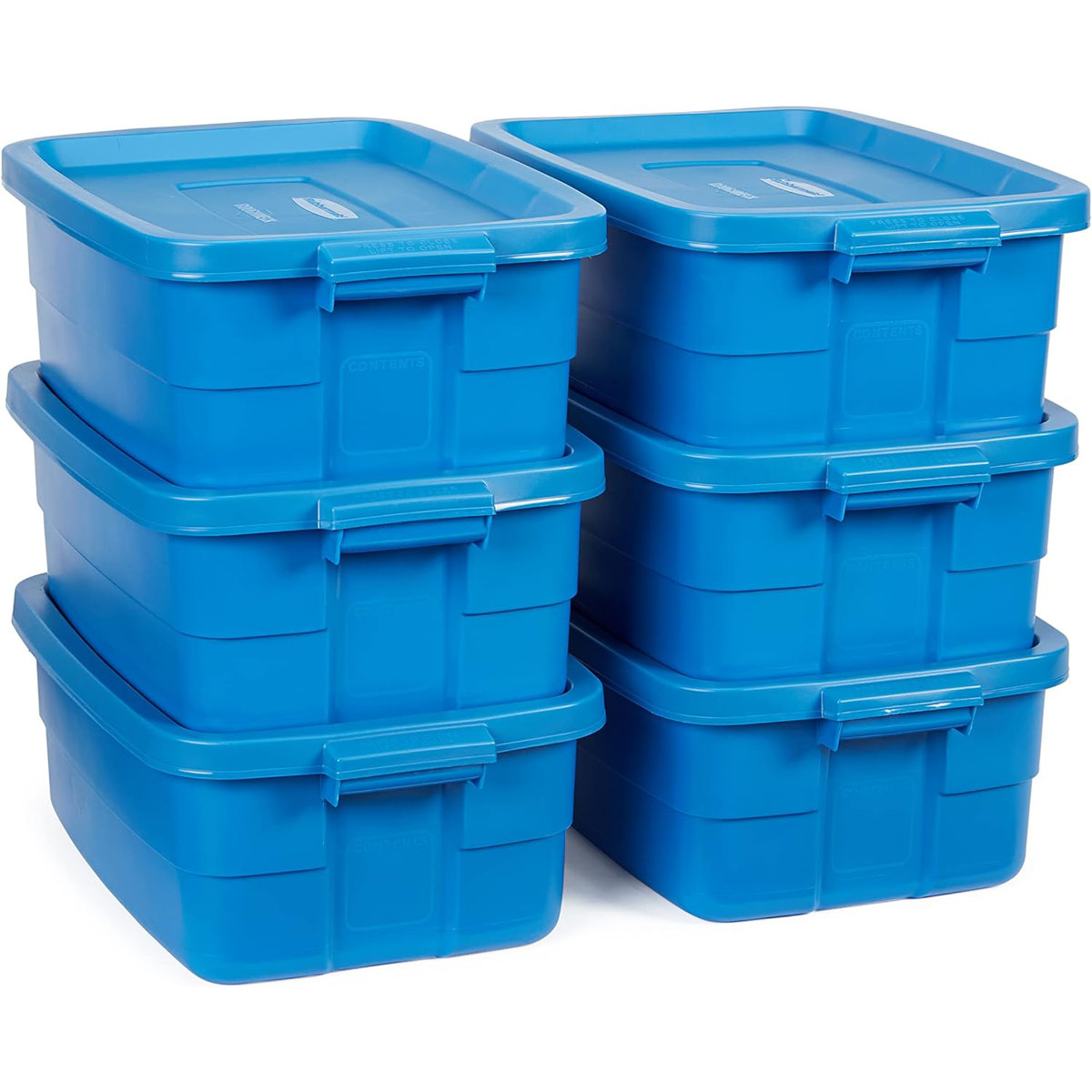 Rubbermaid Roughneck Storage Totes, 10 Gallon, 6 Pack, Heritage Blue
